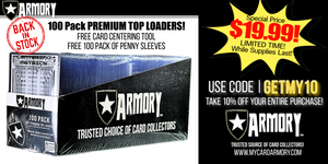 100 Top Loaders + FREE Card Centering Tool + 100 Penny Sleeves